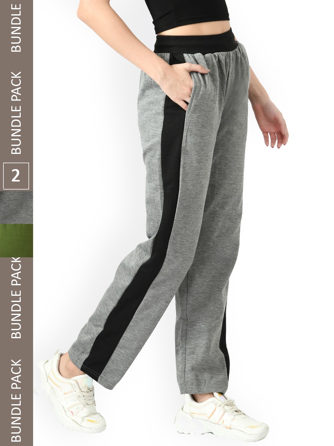 

IndiWeaves Women Pack of 2 Track Pants, Grey