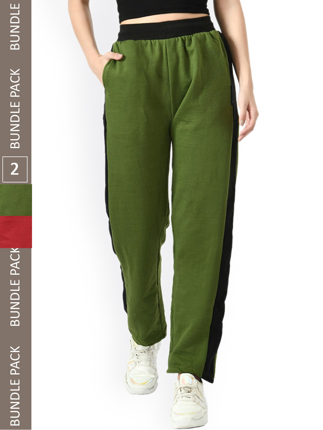 

IndiWeaves Women Pack Of 2 Mid-Rise Track Pants, Maroon
