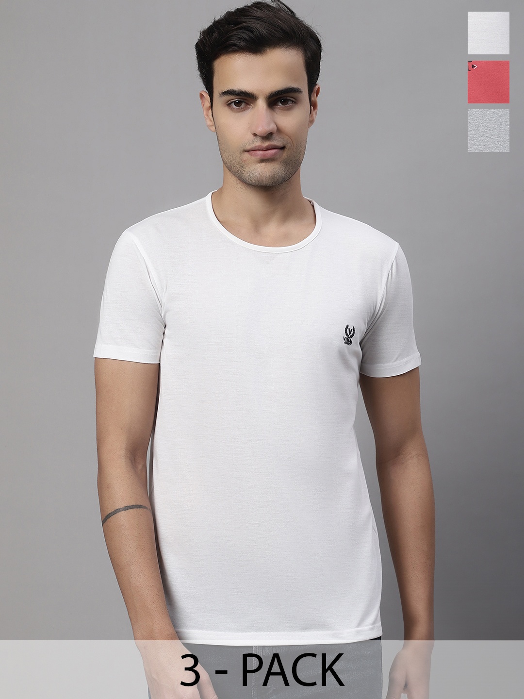 

MACK JONNEY Pack Of 3 Cotton Round Neck T-Shirts, White