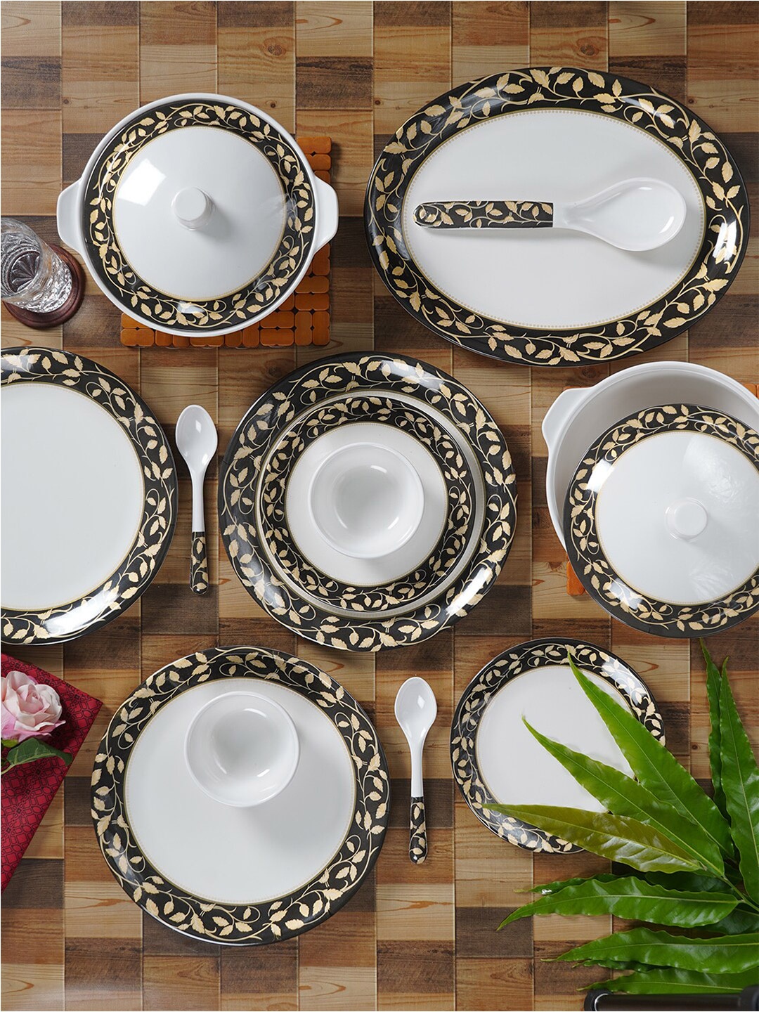 

CDI White 40-Pieces Ethnic Motifs Printed Melamine Glossy Dinner Set