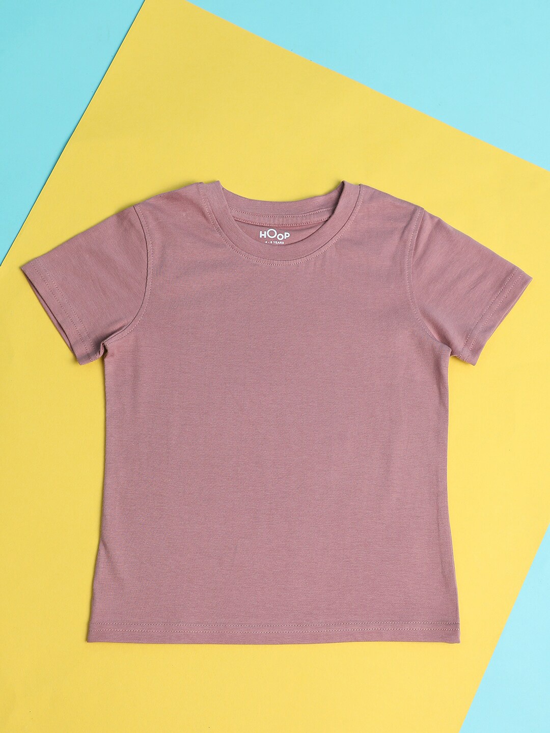 Hoop Girls Round Neck Cotton T-shirt, Pink