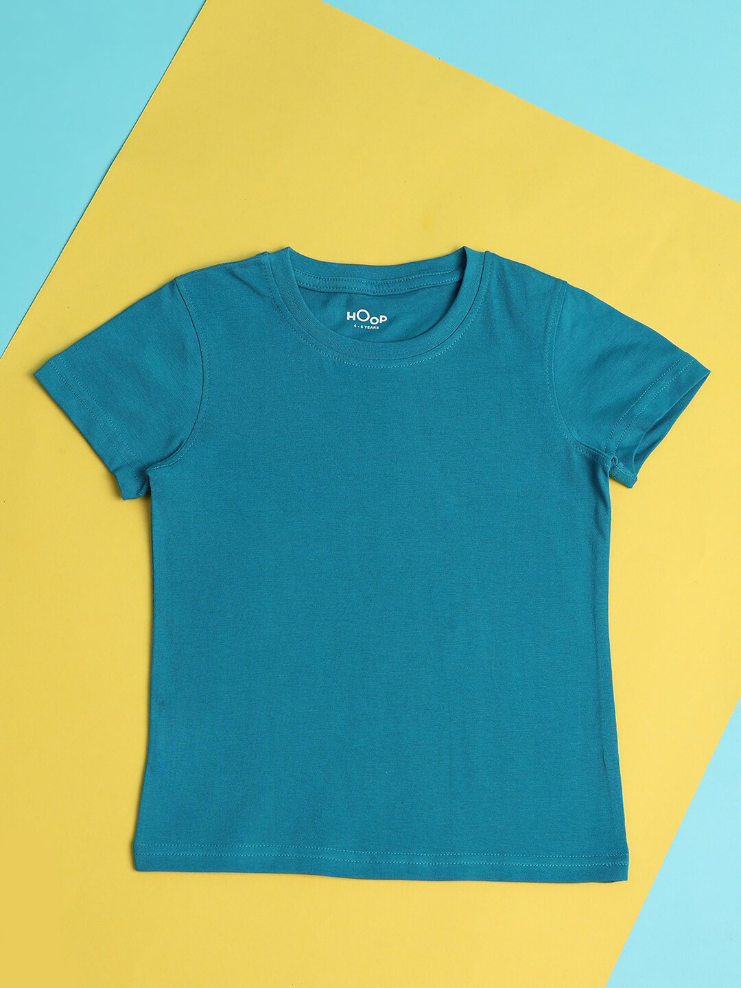 

Hoop Girls Round Neck Regular Fit Cotton T-shirt, Teal