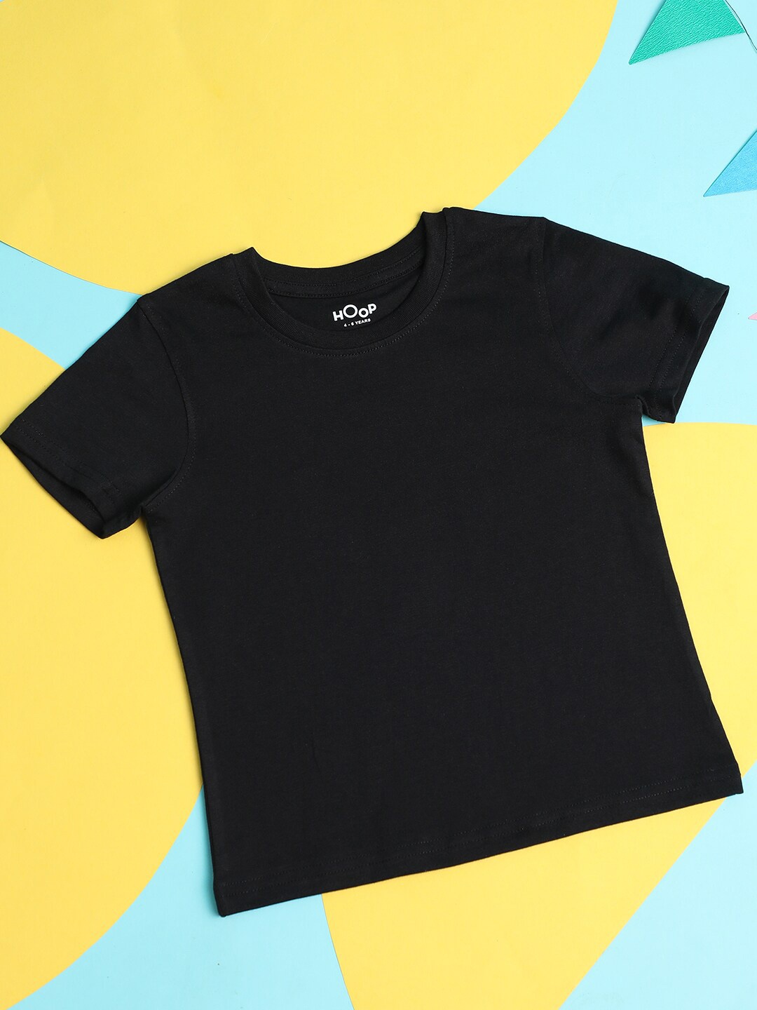 

Hoop Girls Round Neck Cotton T-shirt, Black