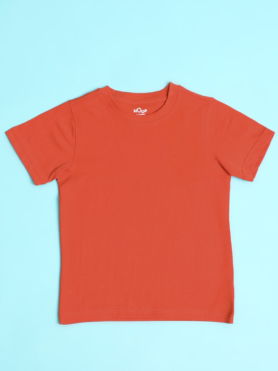Hoop Boys Round Neck Cotton T-shirt, Orange