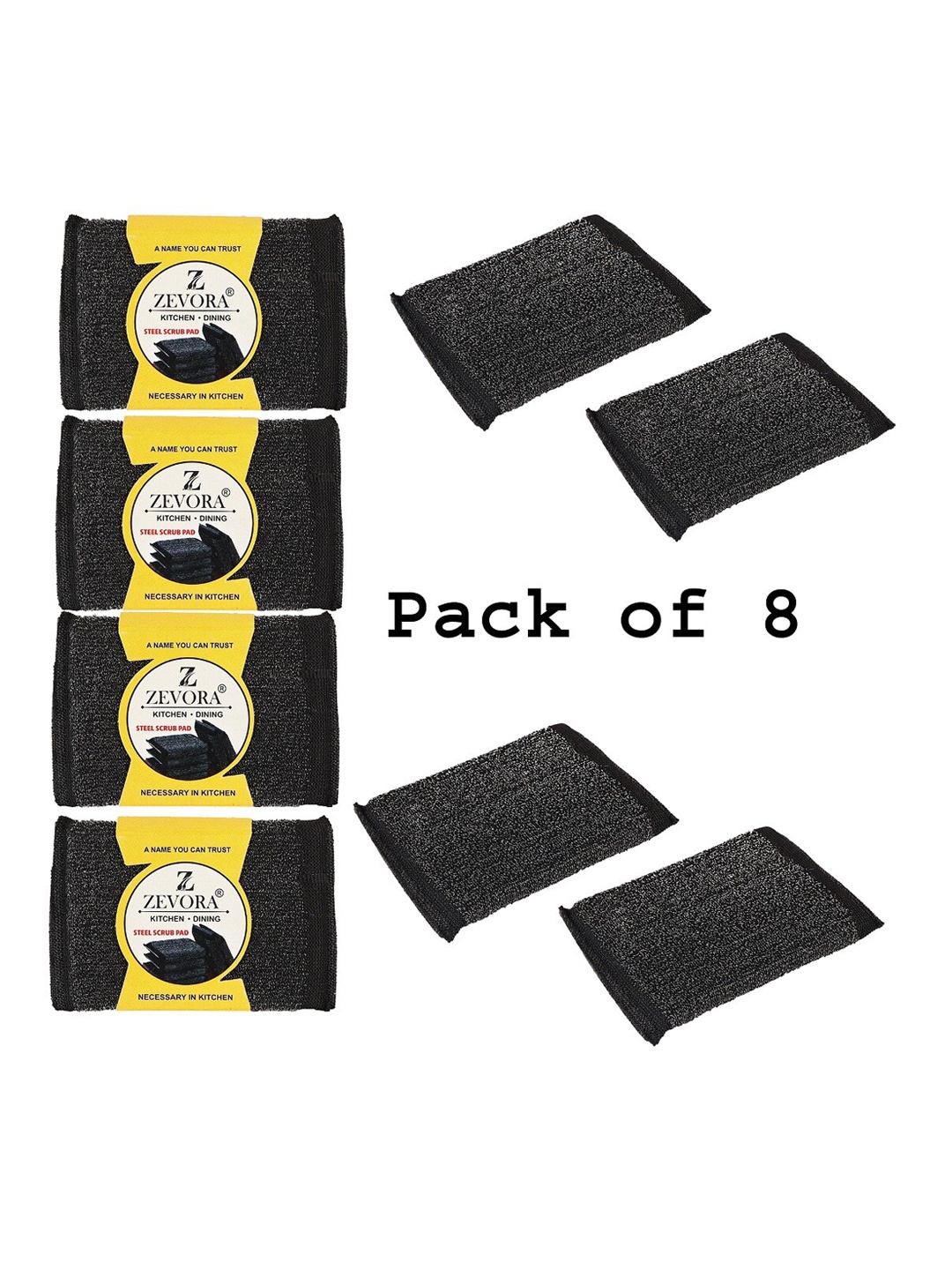 

ZEVORA 8-Pcs Black Steel Foam Sponge Pads