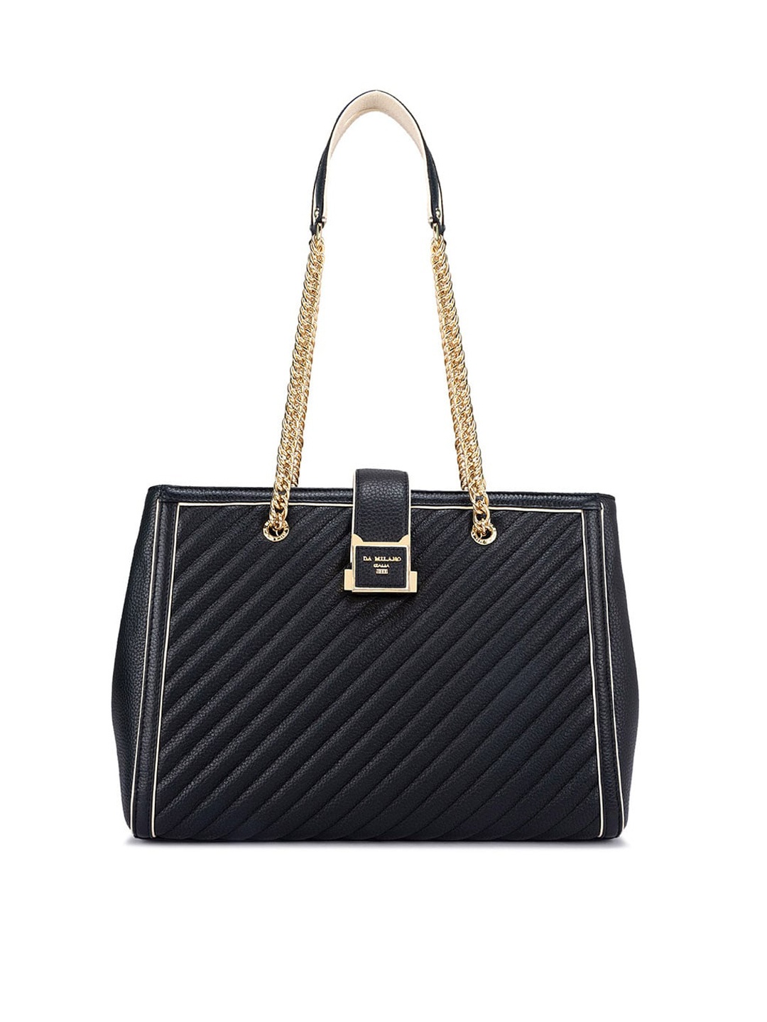 

Da Milano Black Leather Structured Shoulder Bag