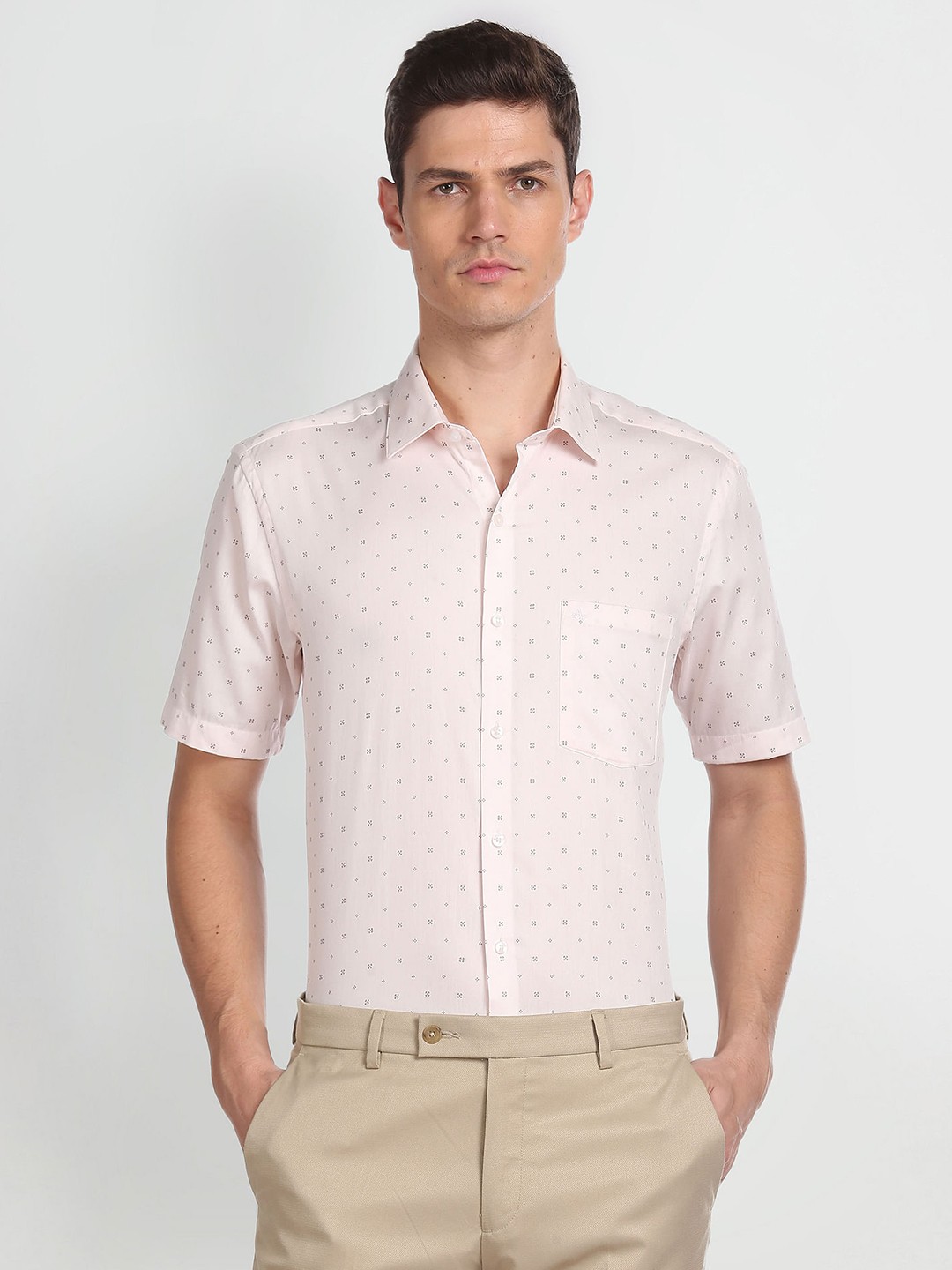 

Arrow Micro Ditsy Self Design Pure Cotton Casual Shirt, White