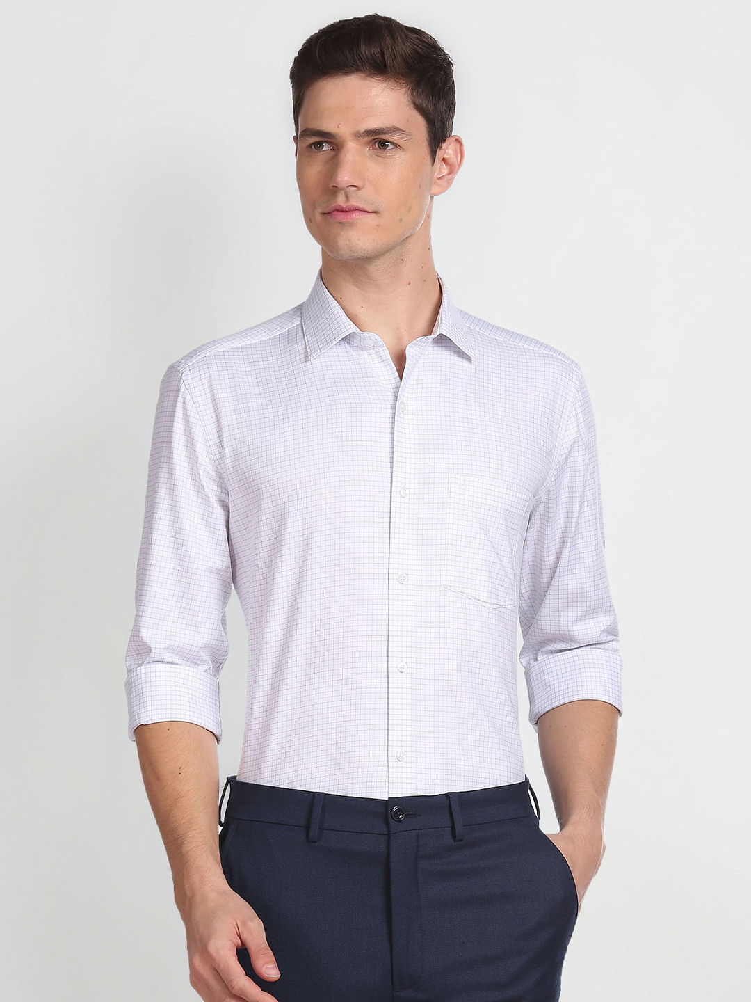 

Arrow Regular Fit Opaque Checked Casual Shirt, White