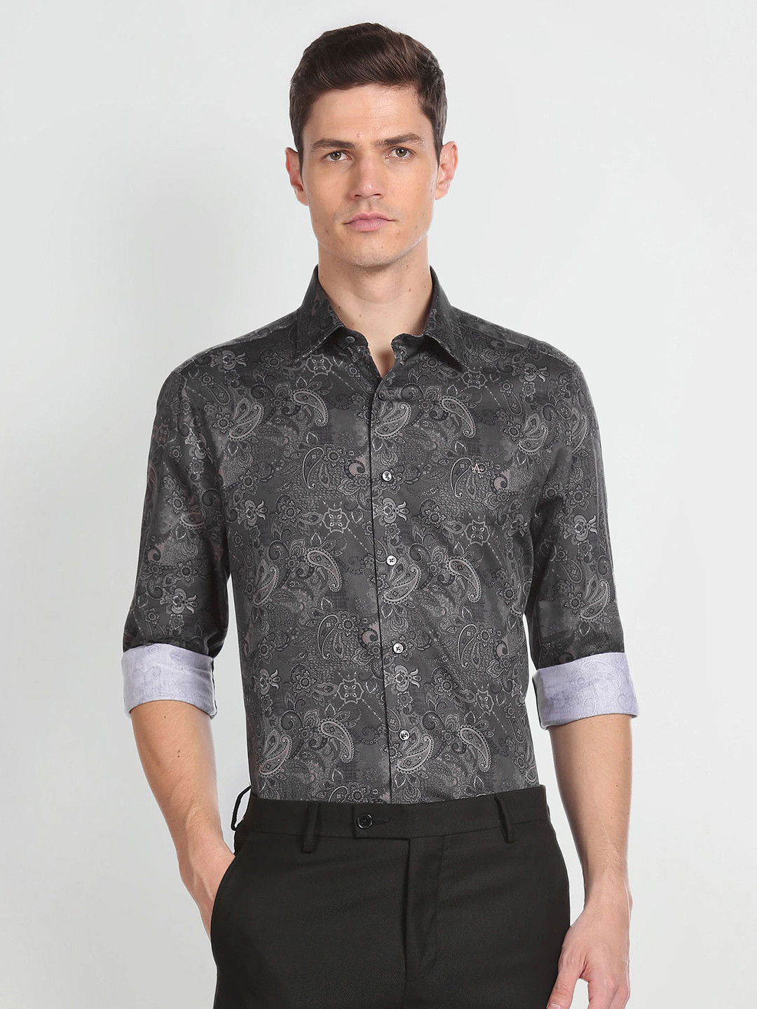 

Arrow Regular Fit Opaque Printed Casual Shirt, Grey