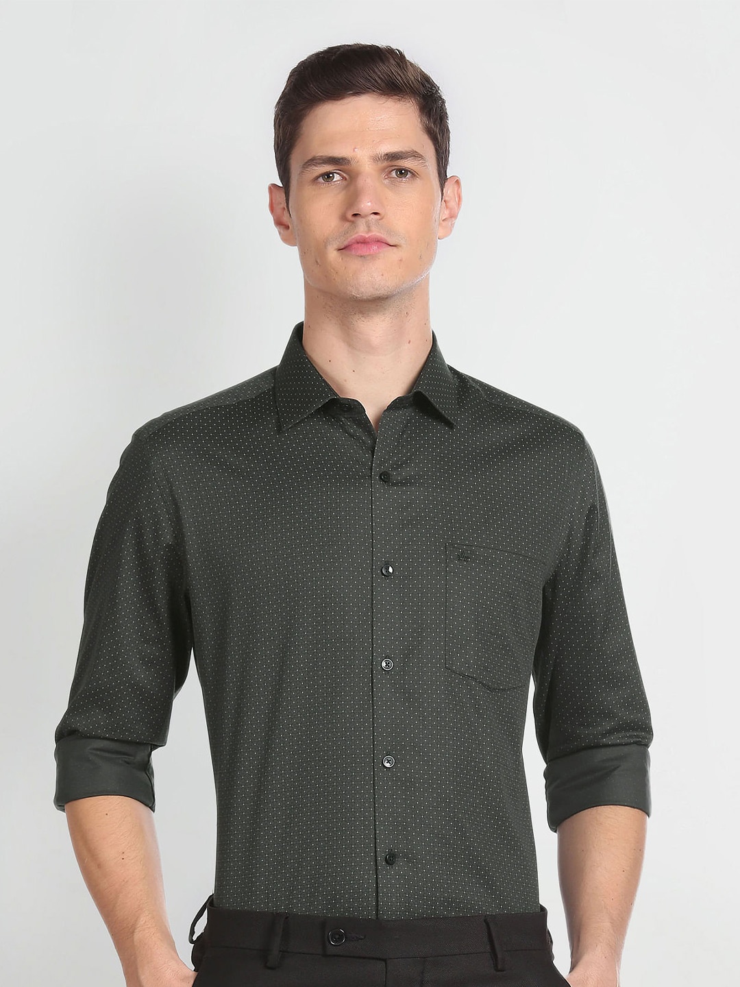 

Arrow Slim Fit Opaque Printed Casual Shirt, Grey
