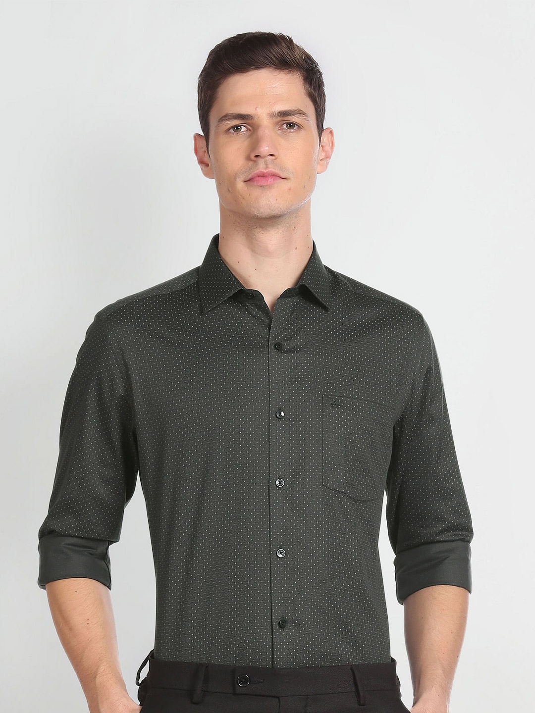 

Arrow Micro Ditsy Printed Slim Fit Pure Cotton Casual Shirt, Grey