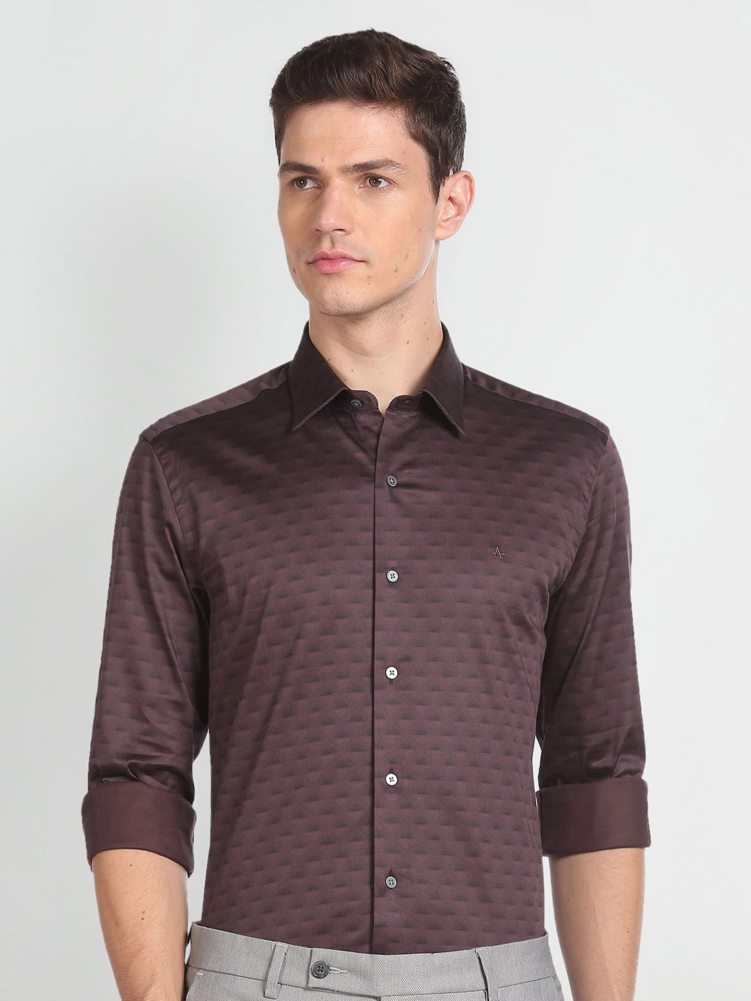 

Arrow New York Slim Fit Spread Collar Pure Cotton Casual Shirt, Red
