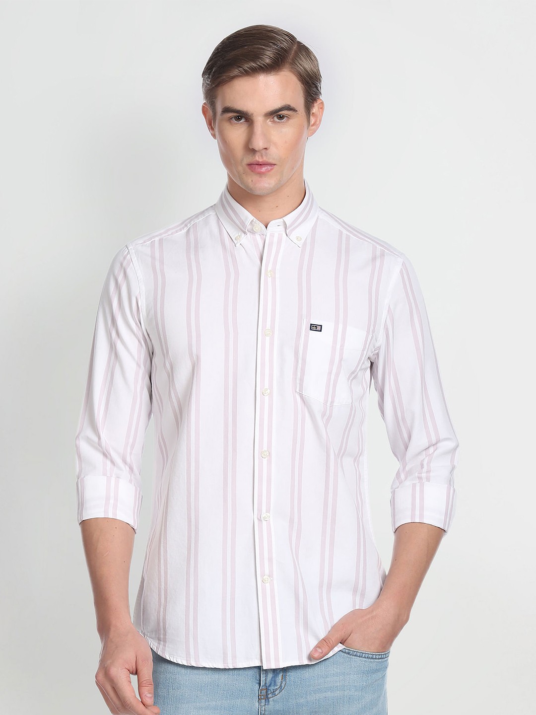 

Arrow Sport Striped Slim Fit Casual Pure Cotton Shirt, White