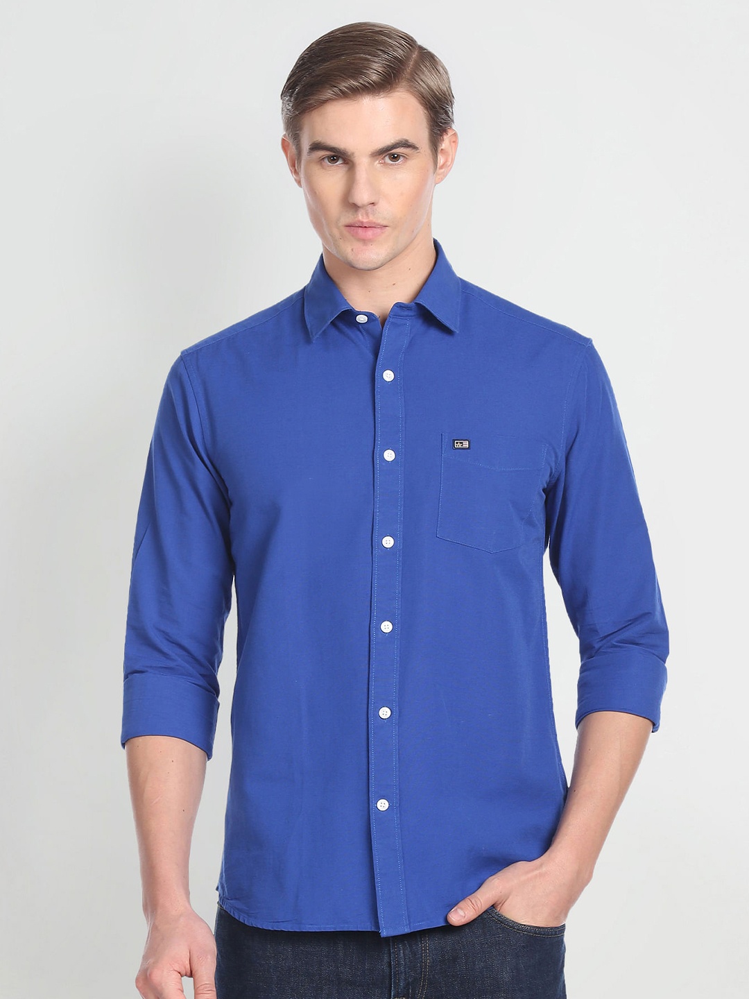 

Arrow Sport Spread Collar Slim Fit Pure Cotton Casual Shirt, Blue