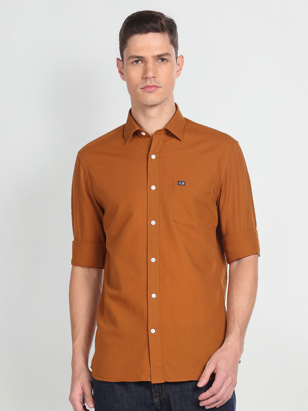 

Arrow Sport Spread Collar Slim Fit Pure Cotton Casual Shirt, Yellow