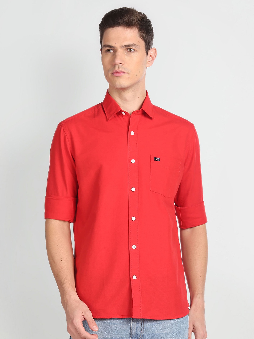 

Arrow Sport Spread Collar Slim Fit Pure Cotton Casual Shirt, Red