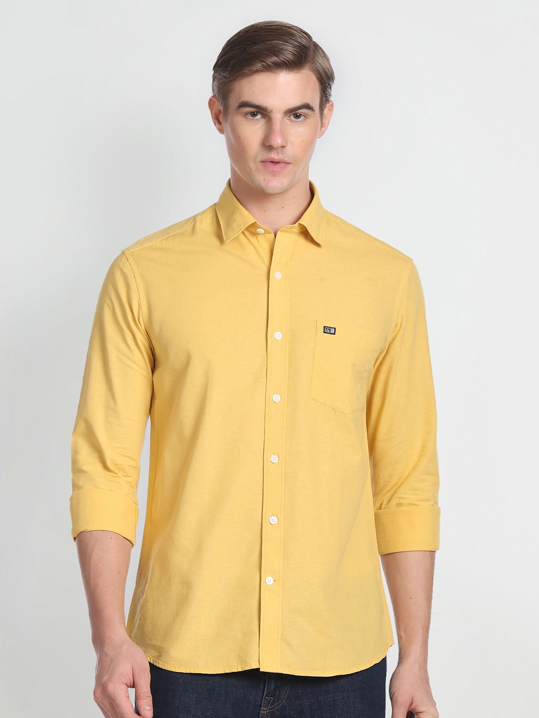 

Arrow Sport Spread Collar Cotton Slim Fit Casual Shirt, Yellow