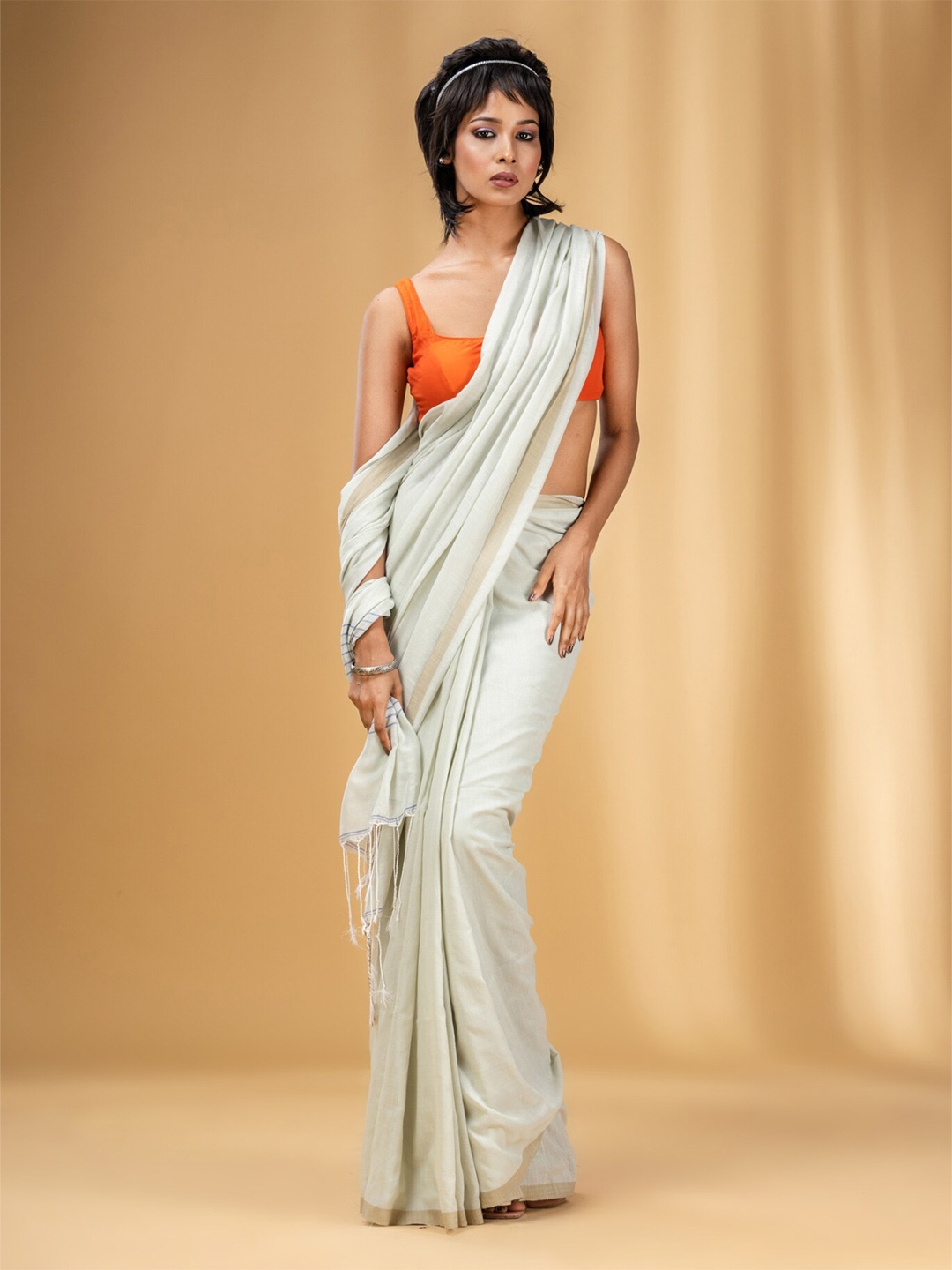 

Charukriti Pure Cotton Saree, Off white