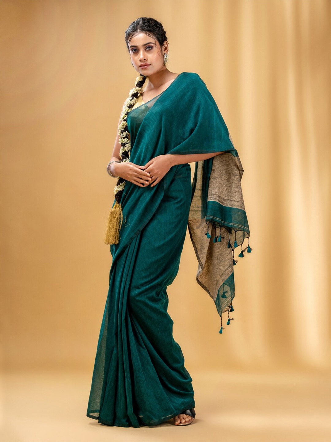 

Charukriti Pure Cotton Saree, Teal