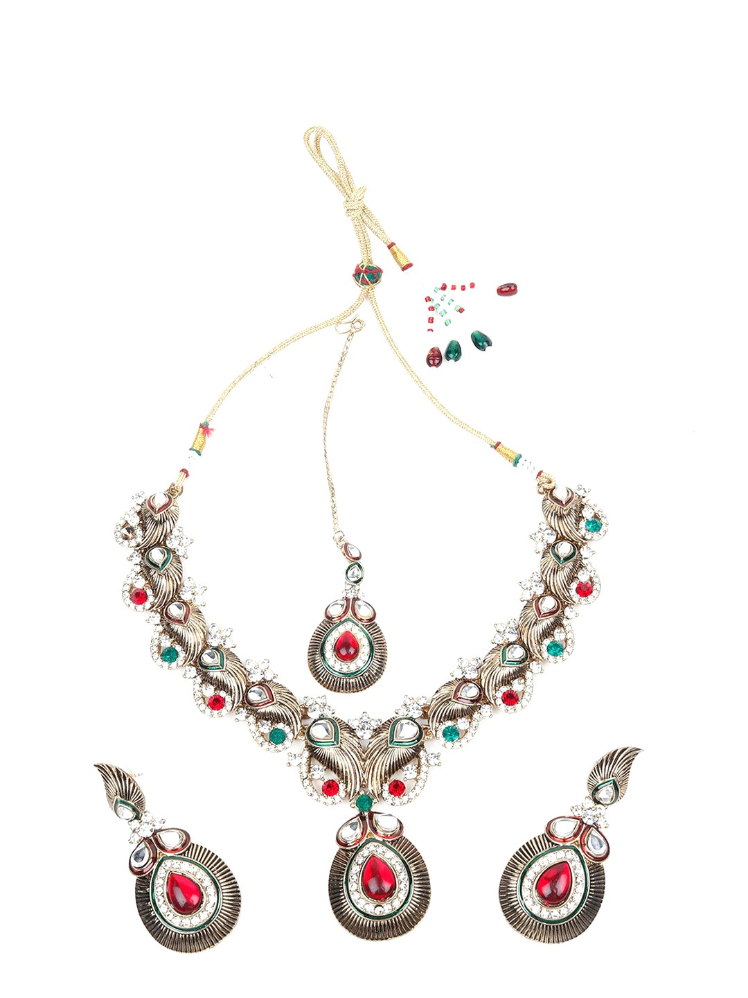 

ODETTE Gold-Plated Kundan Studded Jewellery Set