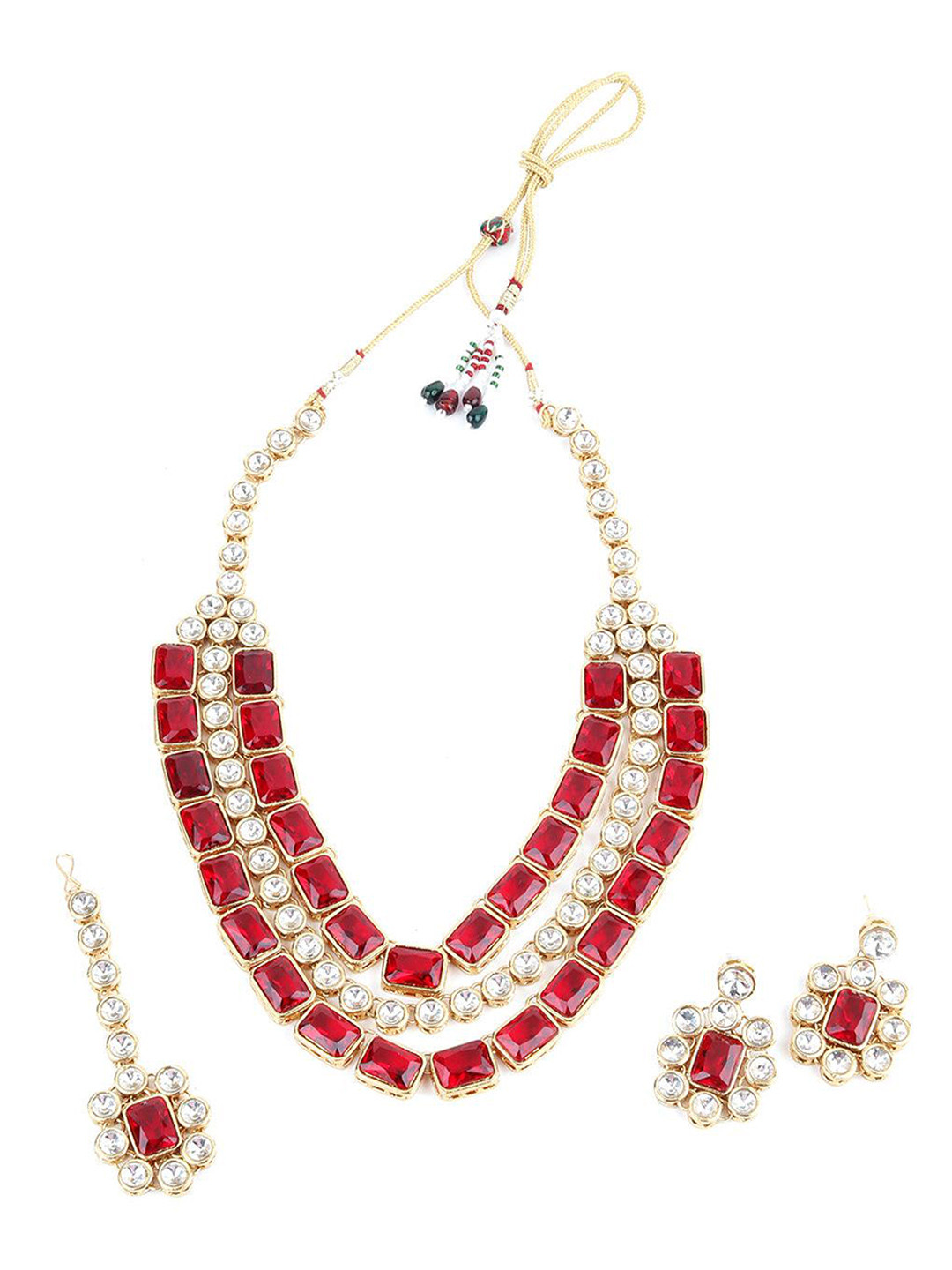 

ODETTE Gold-Plated Kundan Studded Jewellery Set