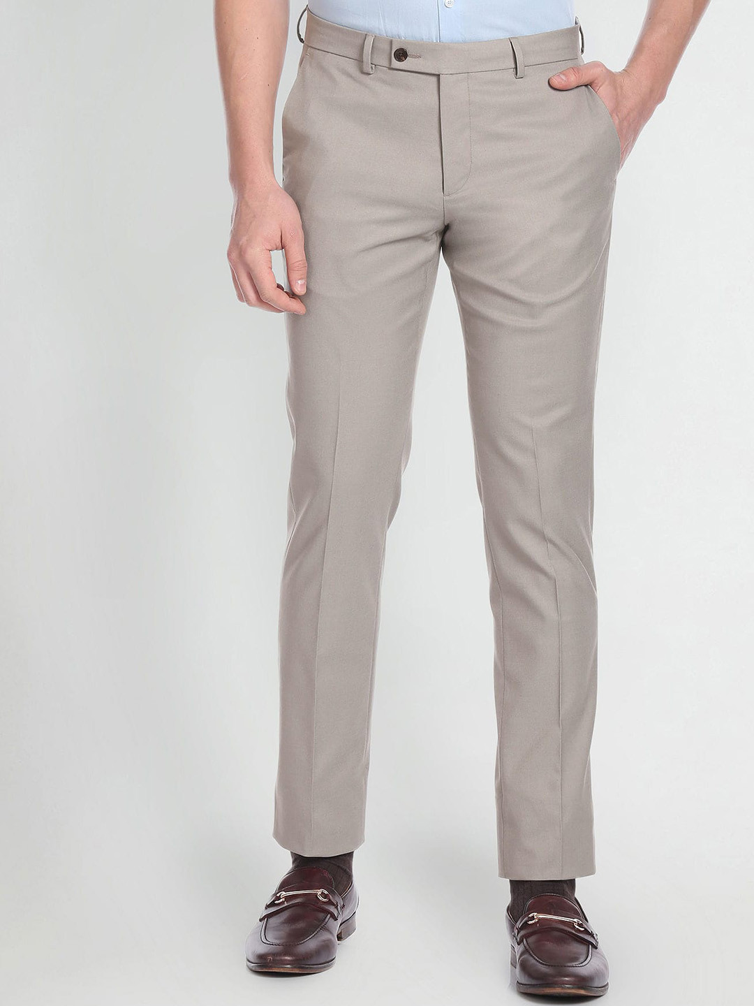 

Arrow Men Mid-Rise Formal Trousers, Grey