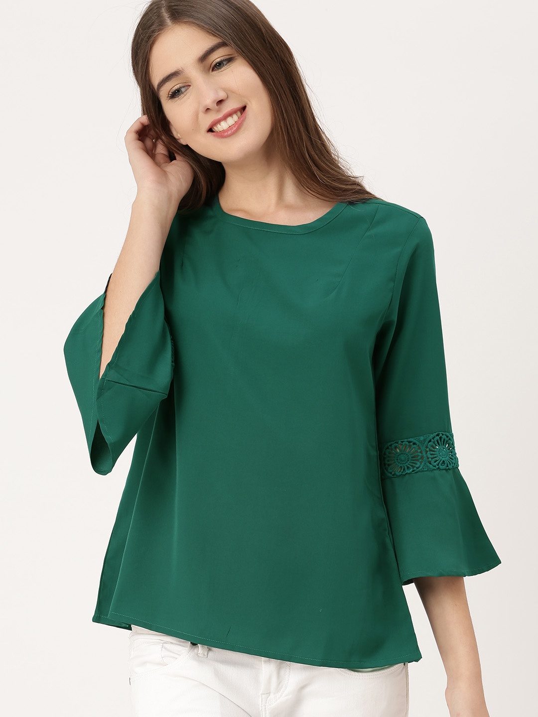 

DressBerry Women Green Solid Top