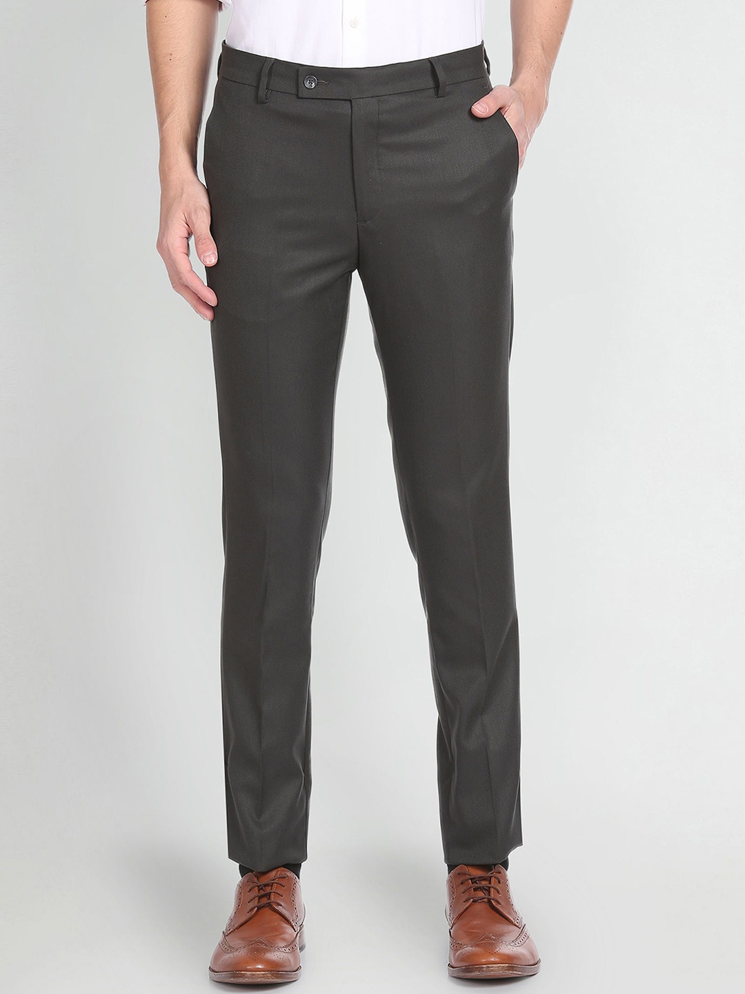 

Arrow Men Mid-Rise Formal Trousers, Grey