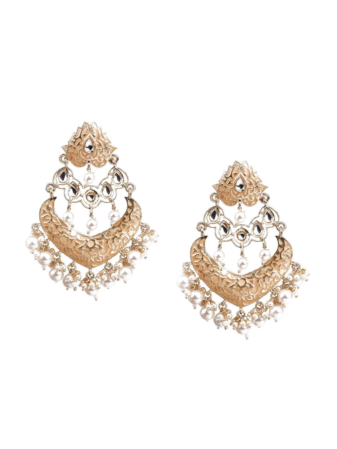 

ODETTE Gold-Plated Kundan Contemporary Chandbalis