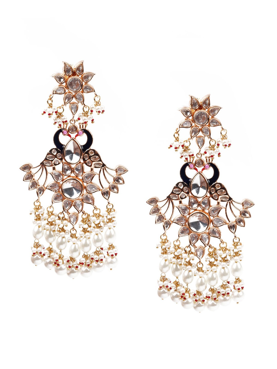 

ODETTE Gold-Plated Beaded Contemporary Drop Earrings