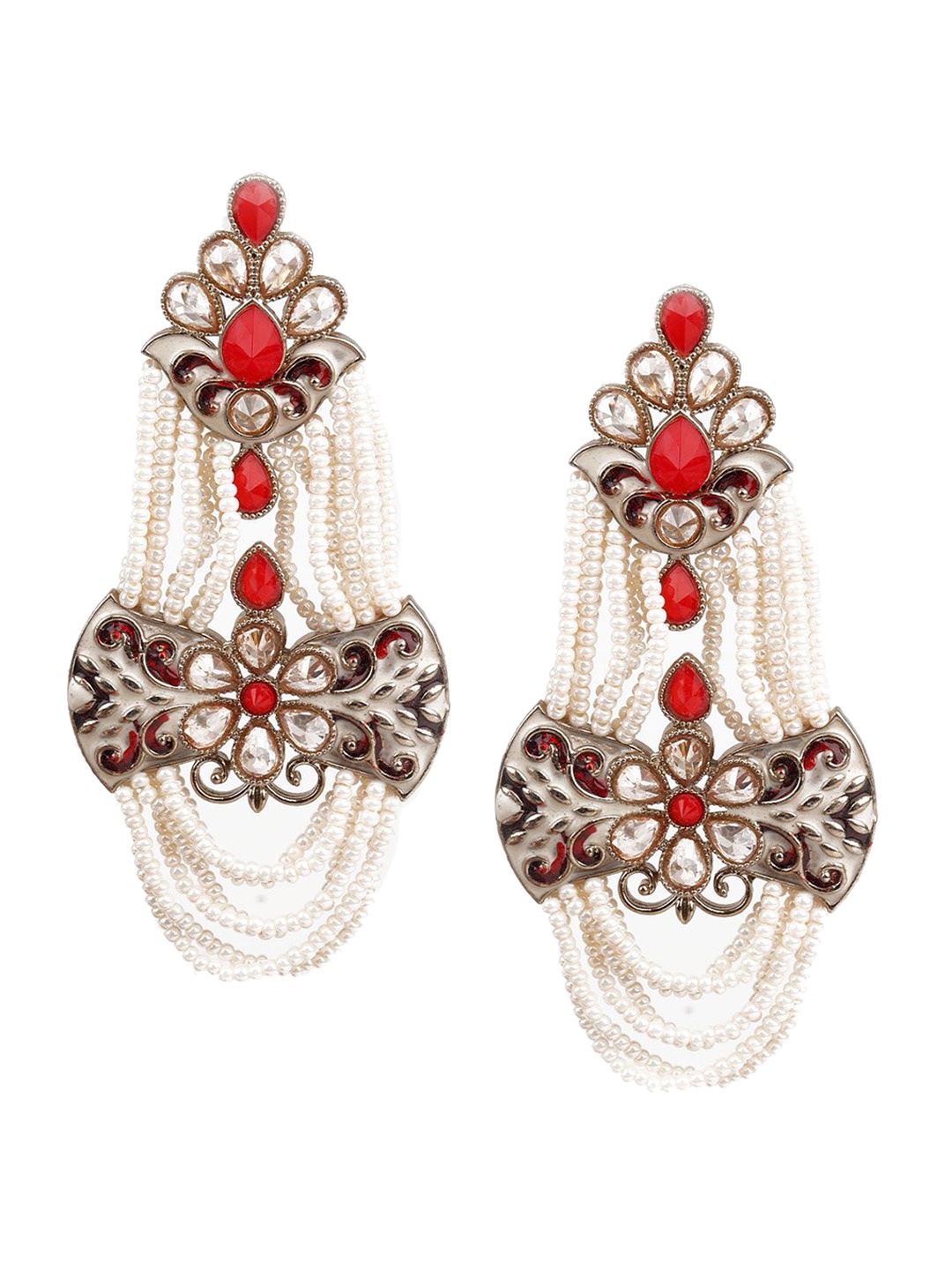 

ODETTE Gold-Plated Beaded Contemporary Drop Earrings