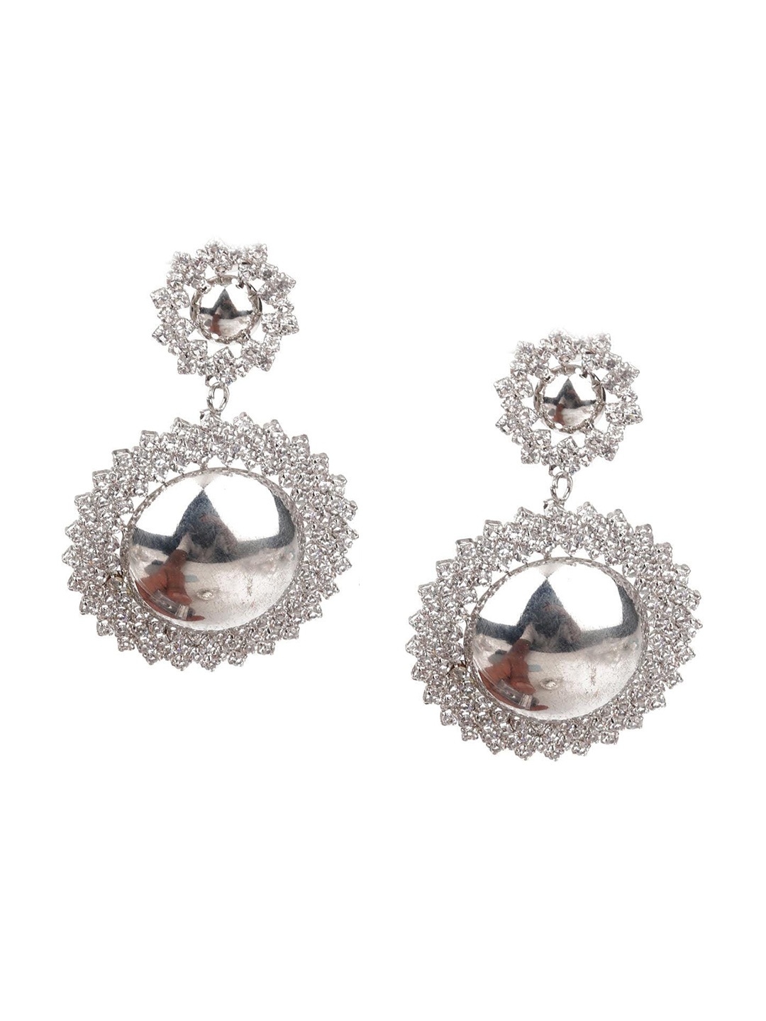 

ODETTE Silver-Plated Stone-Studded Drop Earrings