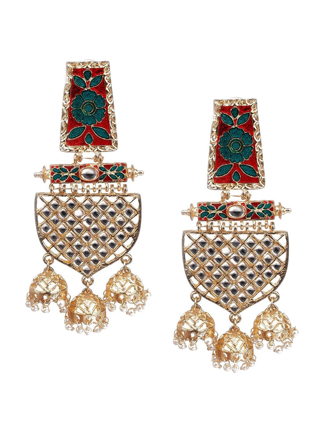 

ODETTE Gold-Plated Kundan Studded Contemporary Chandbalis