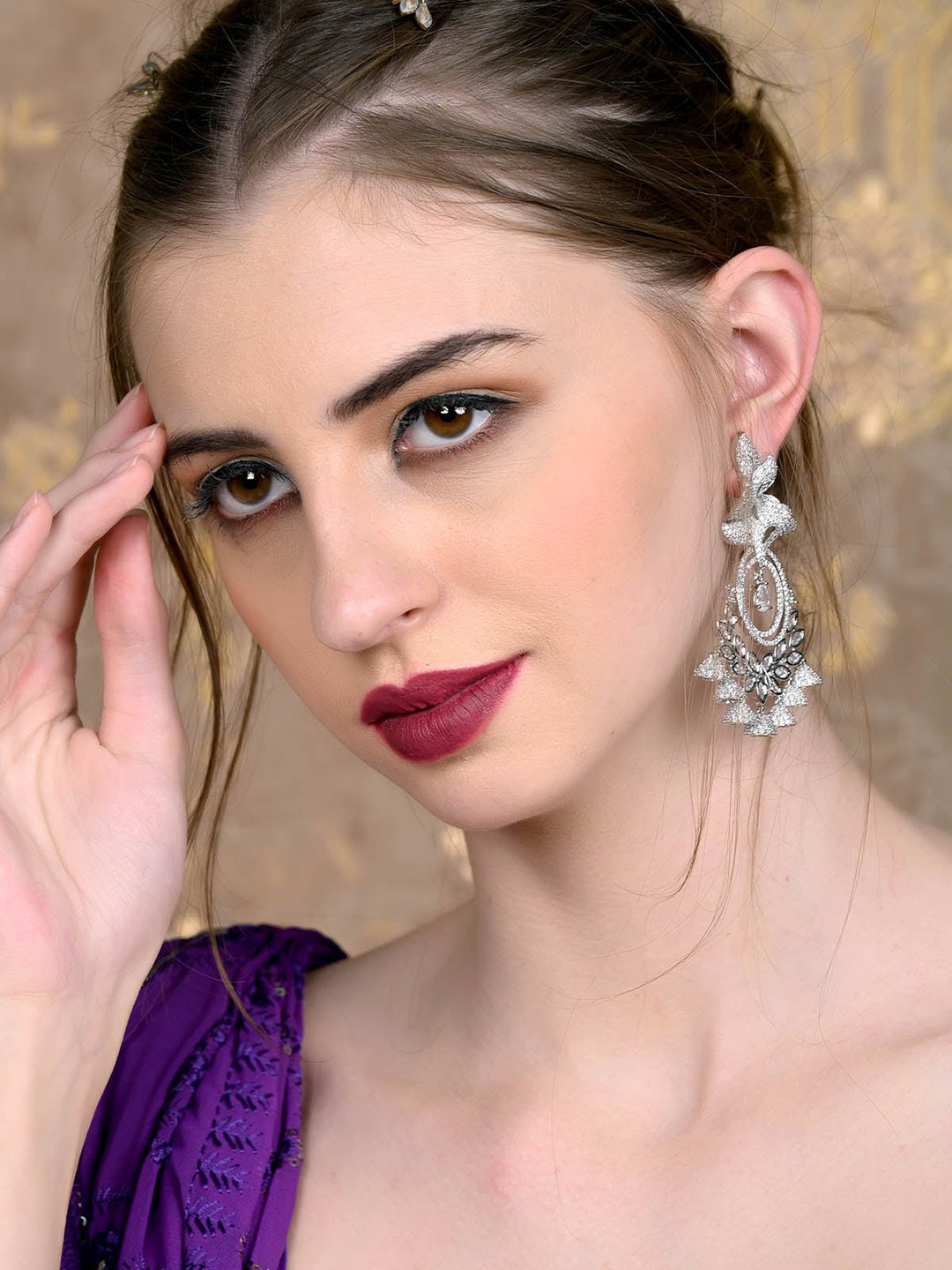 

ODETTE Silver-Plated Contemporary Drop Earrings