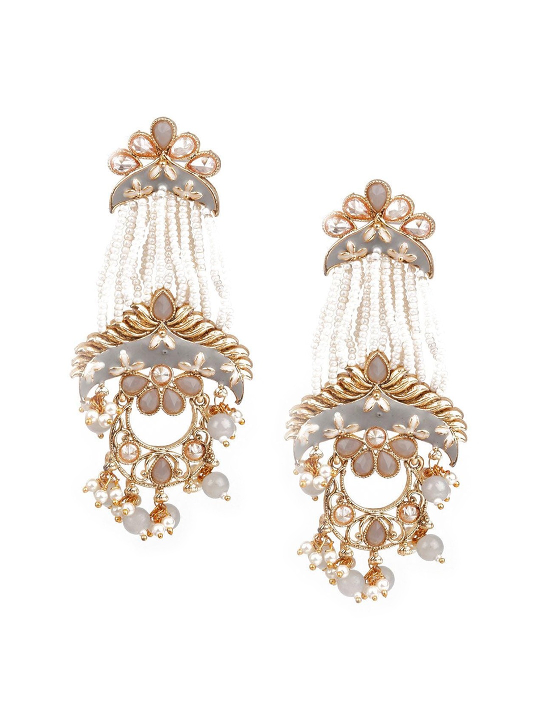 

ODETTE Gold-Plated Contemporary Beaded Drop Earrings, Grey