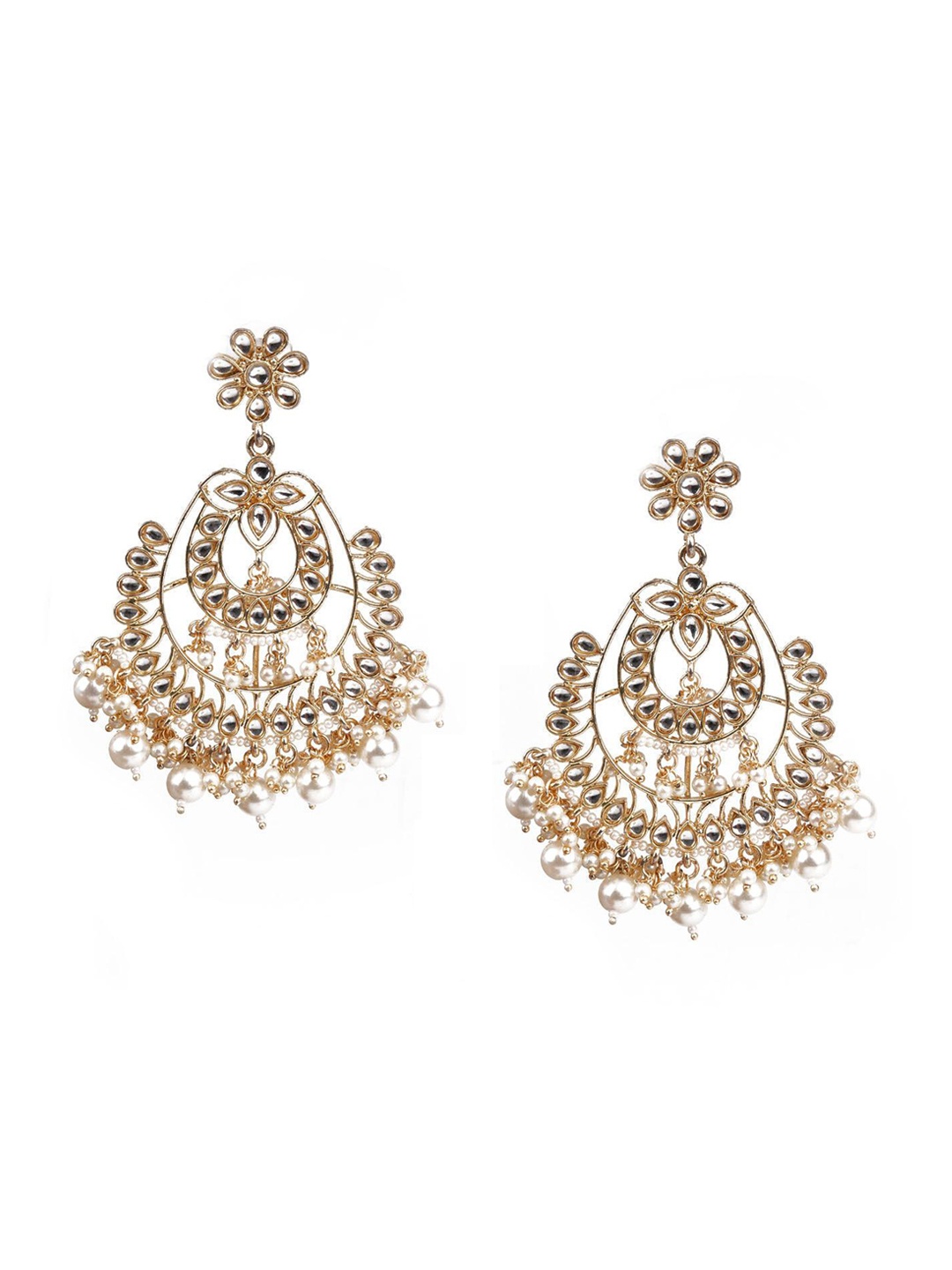 

ODETTE Gold-Plated Kundan Chandbalis Earrings