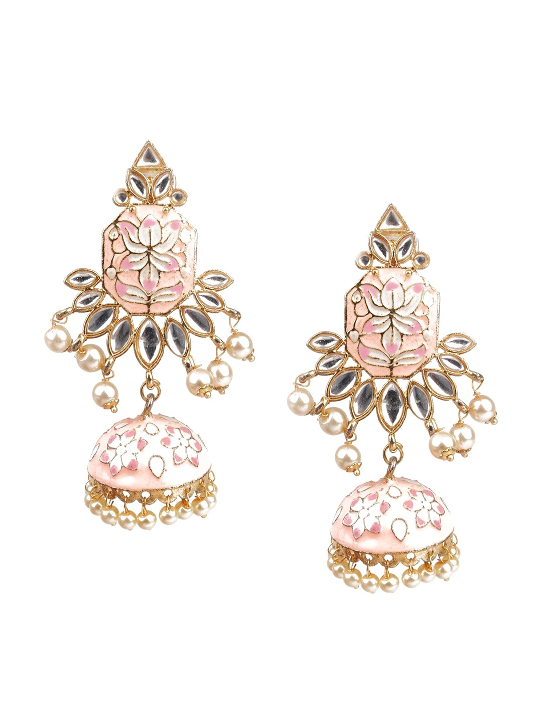 

ODETTE Contemporary Jhumkas Earrings, Pink