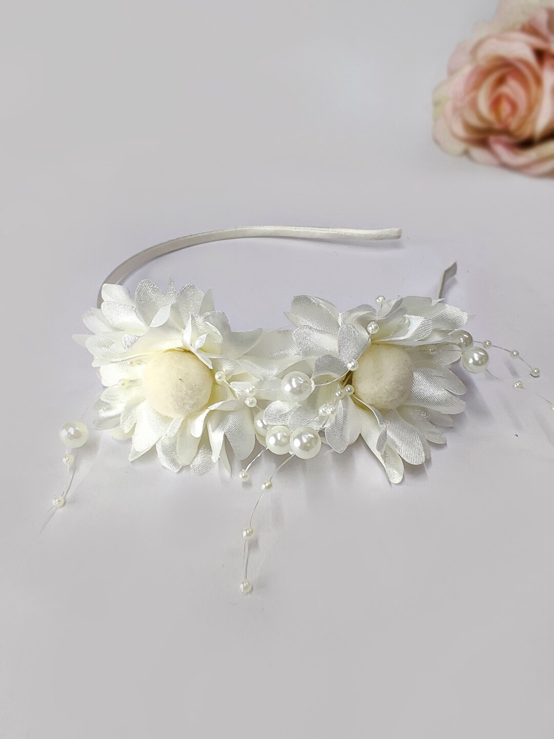 

The Magic Wand Girls Off White Beaded Hairband