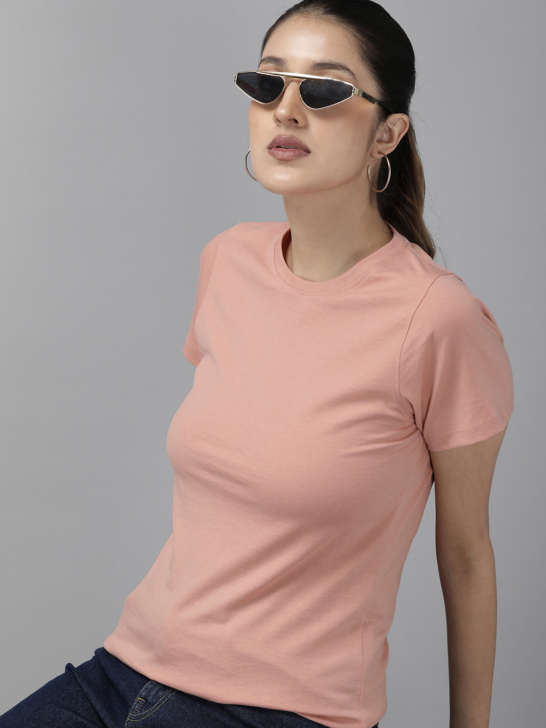 

Roadster Solid Short Sleeves T-shirt, Peach