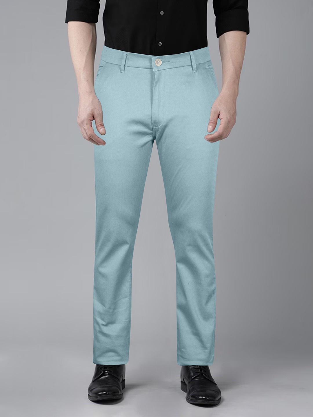 

Jb Just BLACK Men Mid-Rise Slim Fit Urban Slim Cotton Trousers, Blue