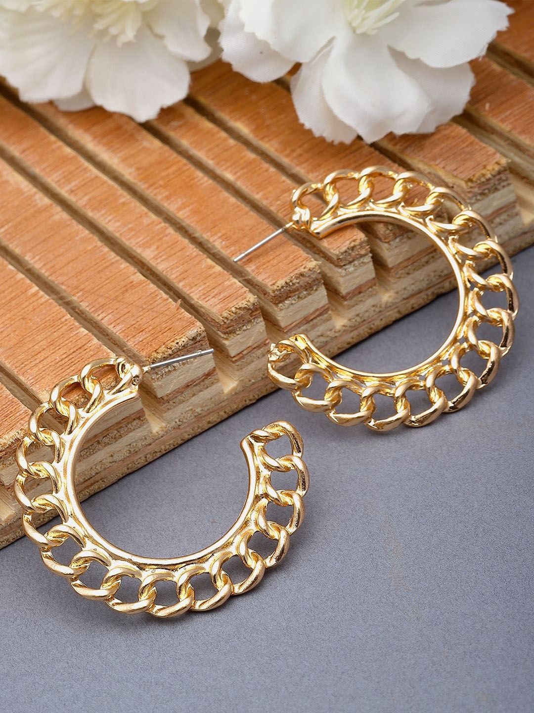 

Bohey by KARATCART Gold-Plated Half Hoop Earrings