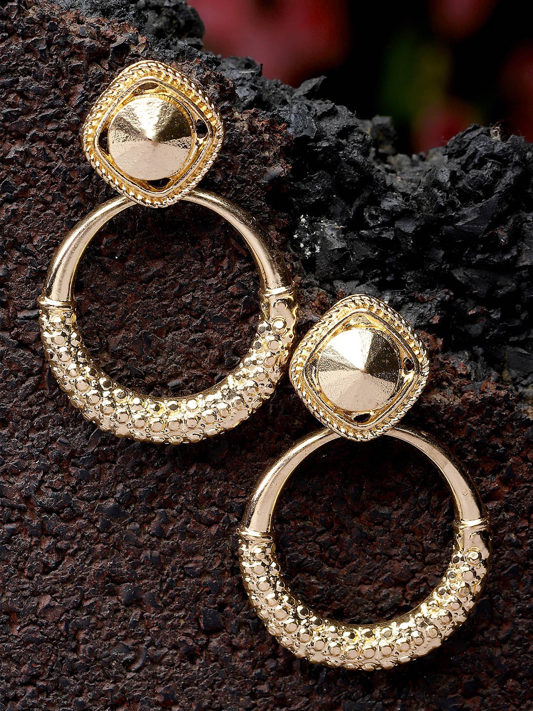 

Bohey by KARATCART Gold-Plated Contemporary Drop Earrings