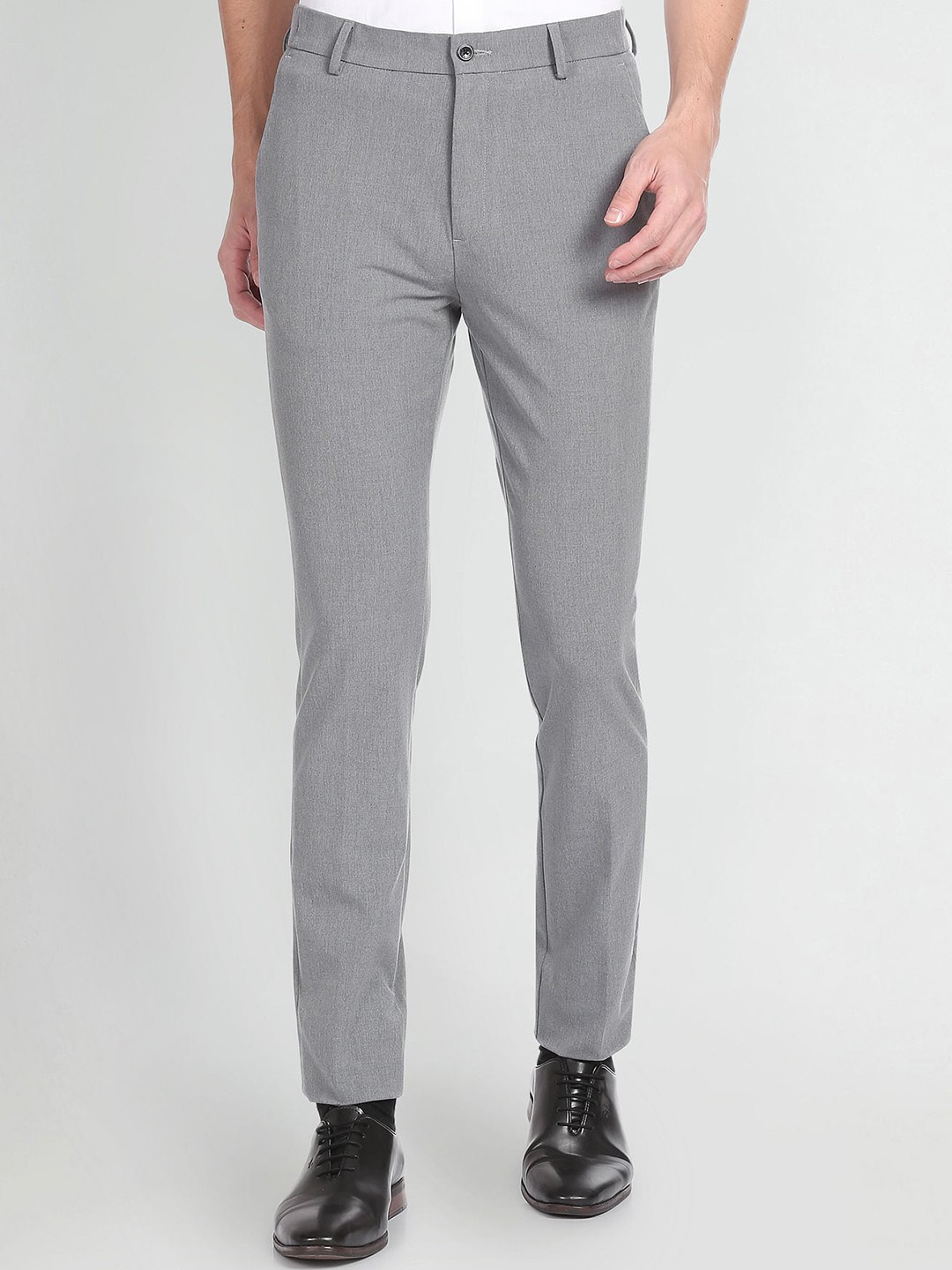

Arrow New York Men Slim Fit Formal Trousers, Grey