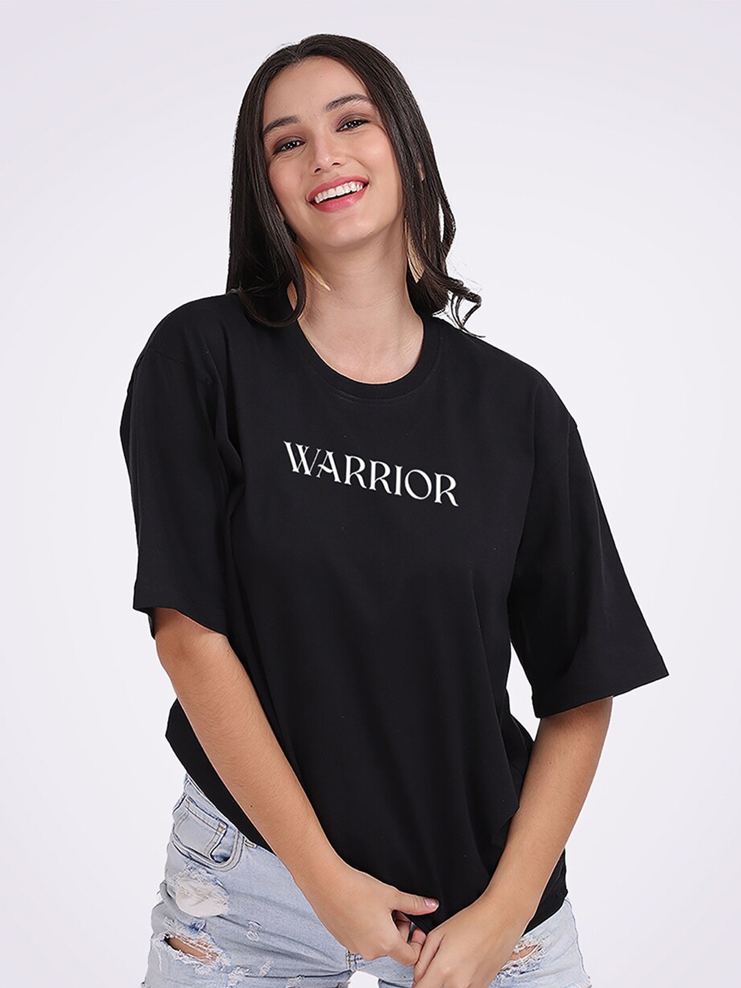 

Mad Over Print Typography Printed Cotton T-Shirt, Black