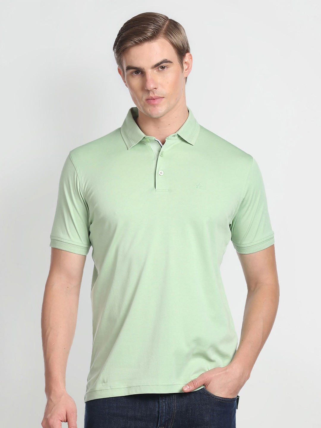 

Arrow Polo Collar Pure Cotton Cotton T-Shirt, Green