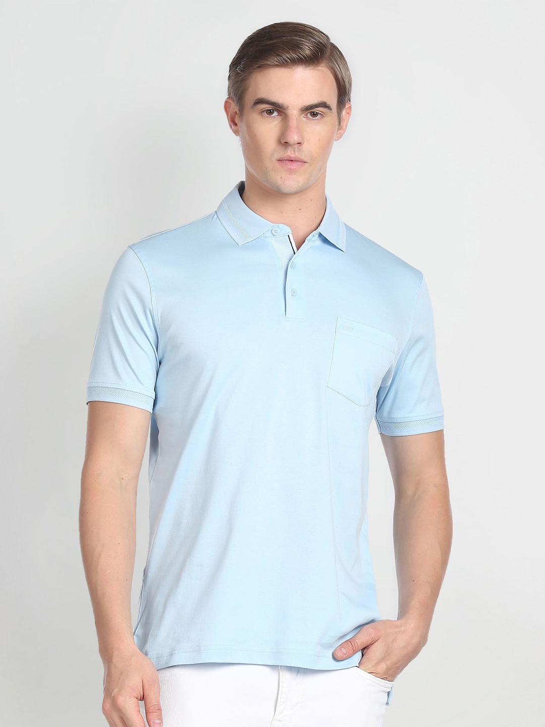 

Arrow Polo Collar Pure Cotton T-Shirt, Blue