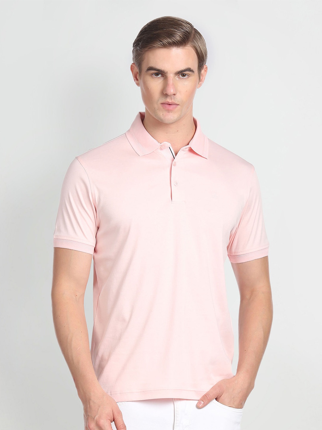 Arrow Polo Collar Pure Cotton Casual T-Shirt, Pink