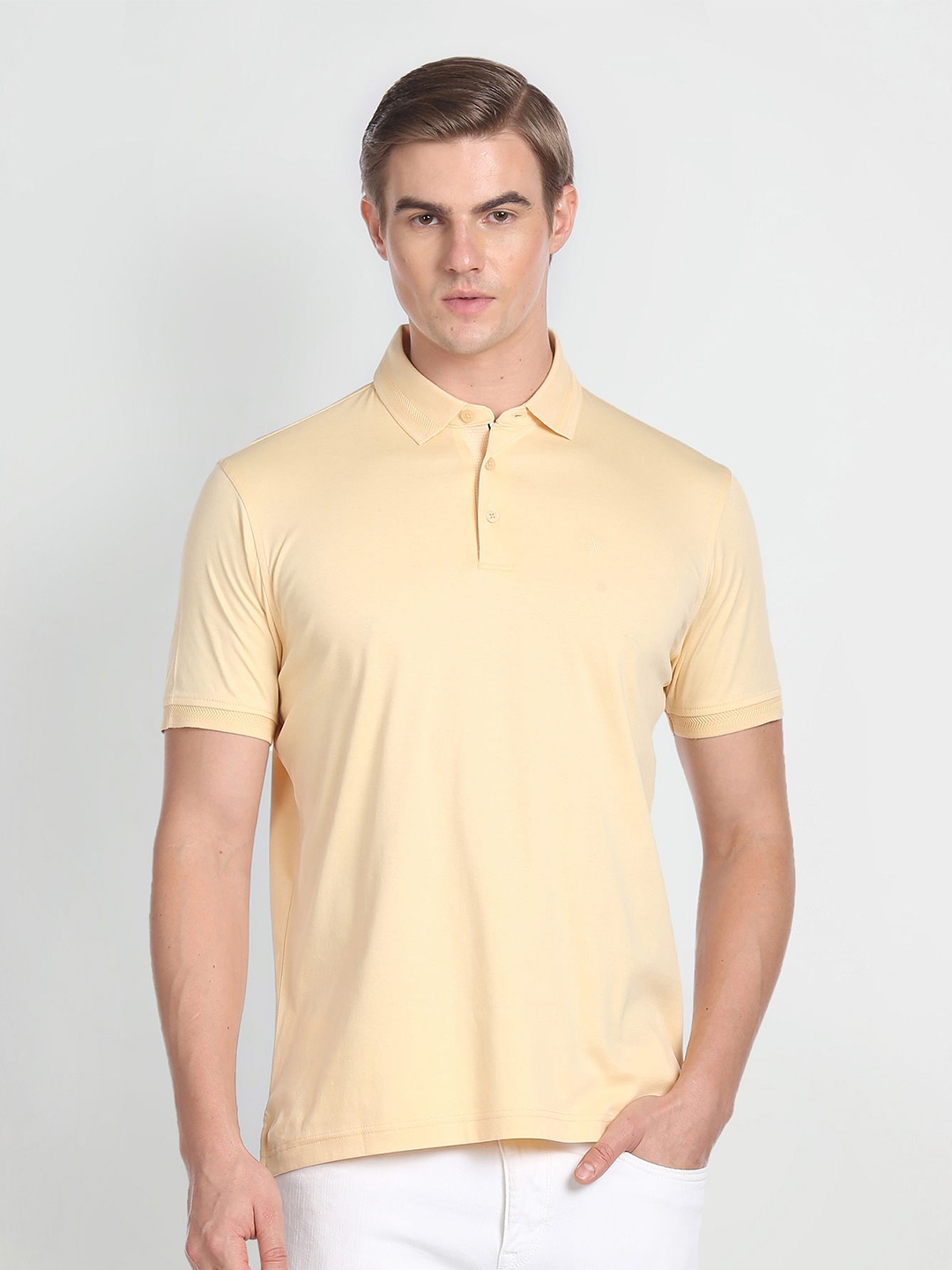 

Arrow Polo Collar Pure Cotton T-shirt, Beige