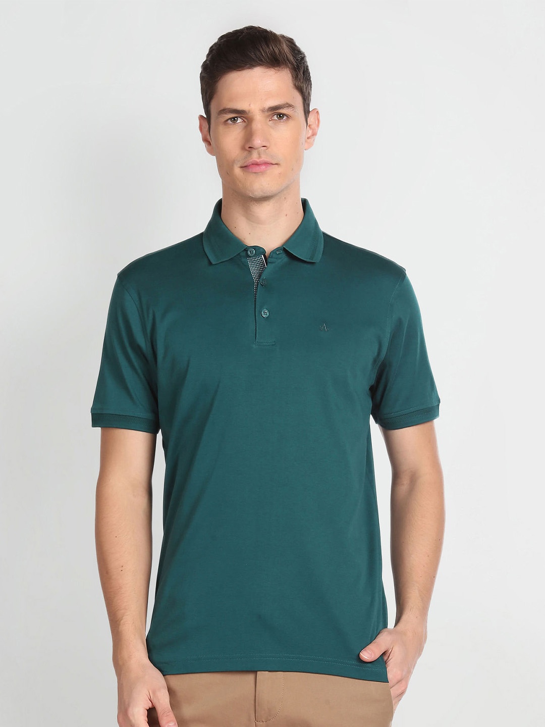 

Arrow Polo Collar Pure Cotton T-shirt, Teal