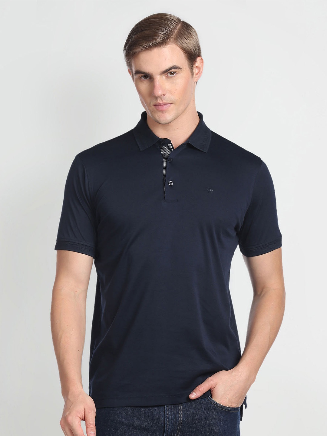 Arrow Polo Collar Pure Cotton Casual T-Shirt, Blue